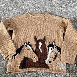 Handmade knit horse trio sweater